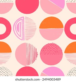 Seamless vector pattern repeat of handdrawn abstract circles and shapes 