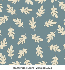 Repetición del patrón de Vector sin fisuras de motivos de hojas dispersas dibujadas a mano en una paleta monocromática