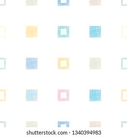Seamless vector pattern, repeating geometrical background with recnangles, square. Pastel colors. Graphic design, Illustration. Print for wrapping, fabric, textile, wallpaper, packing,