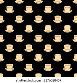 Seamless vector pattern. Repeating golden cylinder. Vintage hat. Endless texture for textile design. Abstract geometrical texture. Vector background.