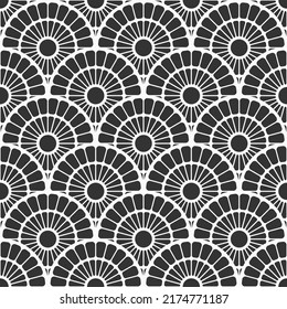 Seamless vector pattern. Repeating ornamental circles, round ornaments. Stylish texture. Ornamental seamless pattern. Black and white oriental background.