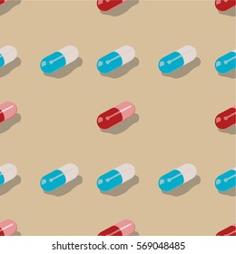 Seamless vector pattern. Repeating vector texture. Pills