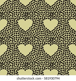 Seamless vector pattern. Repeating vector texture. Coffee beans with heart.
