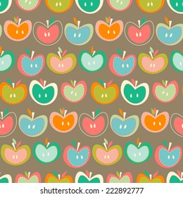 Seamless vector pattern with retro apples