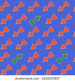 Seamless Vector Pattern with Retro Cinema Arrows – Neon Style Theater Direction Background