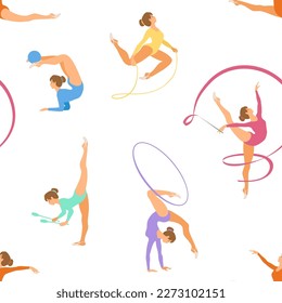 Seamless vector pattern of Rhythmic gymnastics girls