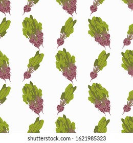 Seamless vector pattern with ripe purple beets. Harvesting. Pattern for wrapping paper and cards.