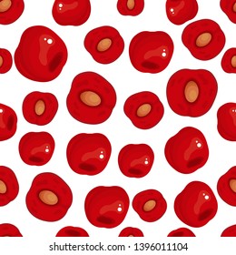 seamless vector pattern of ripe red cherries