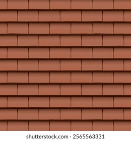 Seamless vector pattern of roof tiles arranged in horizontal rows, creating a clean, repetitive texture perfect for backgrounds, architectural designs, and construction projects