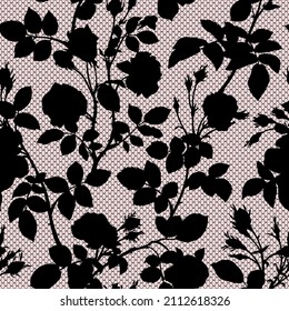 Seamless vector pattern with rose lace. Perfect for textile, wallpaper or print design. 