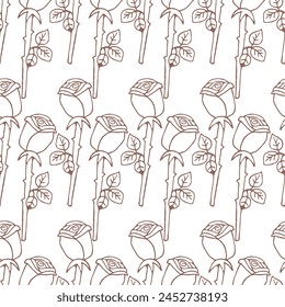 Seamless vector pattern with roseflower blossoms for textile paper package art decor design endless creative 