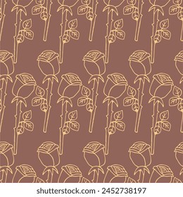 Seamless vector pattern with roseflower blossoms for textile paper package art decor design endless creative 