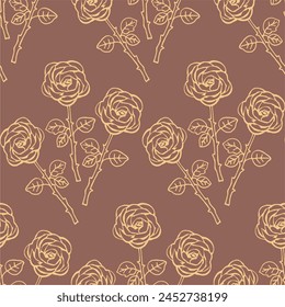 Seamless vector pattern with roseflower blossoms for textile paper package art decor design endless creative 
