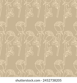 Seamless vector pattern with roseflower blossoms for textile paper package art decor design endless creative 