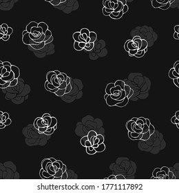 Seamless vector pattern of roses. Decoration print for wrapping, wallpaper, fabric, textile. 