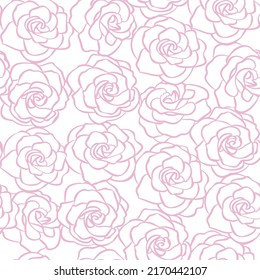 Seamless vector pattern with roses flower. Pink floral background. Usable for wrapping paper, book covers, textile