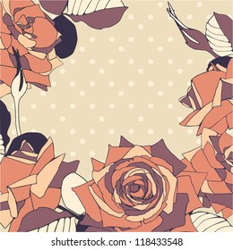 Seamless vector pattern with roses flowers. Decorative background.
