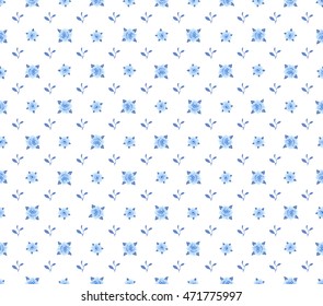 Seamless vector pattern with roses and leaves. Vintage floral blue background. May be use as digital paper, fills, or print onto fabric.