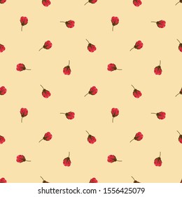 Seamless vector pattern with roses. Simple background with flowers in a free drawing style. Beautiful floral ornament for design, print on paper and textile.