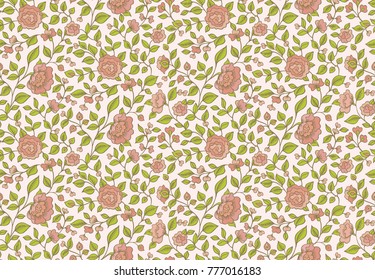 Seamless vector pattern with roses, vintage style