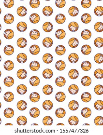 
Seamless vector pattern of round faces. Red-haired girl smiling, background in minimalistic flat style. Isolated on white.