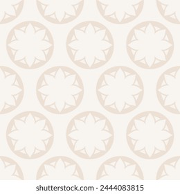 Seamless vector pattern with round frames, symmetric flower shapes. Vintage decorative elements. Islam, Arabic, Indian, ottoman motifs. For textile, fabric and paper. Pastel color pattern.