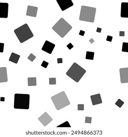 Seamless vector pattern with rounded square symbols, creating a creative monochrome background with rotated elements. Vector illustration on white background