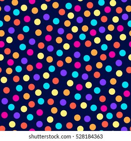 Seamless vector pattern with rounds. Abstract geometric background. Winter background with falling confetti, vector illustration. Christmas background. 