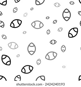 Patrón vectorial impecable con símbolos de rugby, creando un fondo monocromo creativo con elementos rotados. Ilustración del vector sobre fondo blanco