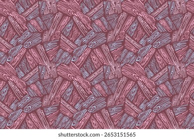 Padrão de vetor sem emenda com tábuas de madeira rústicas em um fundo marrom.  A textura realista de grãos de madeira cria um olhar moderno e lúdico. Ideal para fundos, têxteis, moda e design criativo 