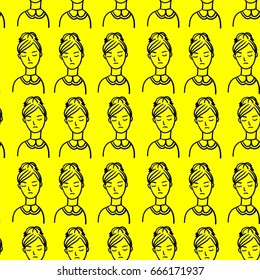 seamless vector pattern with sad girls