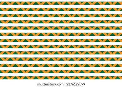 Seamless Vector Pattern of saffron, white and dark green shade. Tricolor of Indian National Flag. Ideal for Indian Independence card design,  cloth, tiles, background design, webpage. 