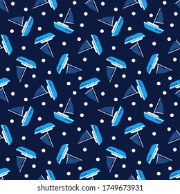 Seamless vector pattern with sailboats in a flat style. Children's background for design and printing on wallpaper, fabric, covers and other surfaces.