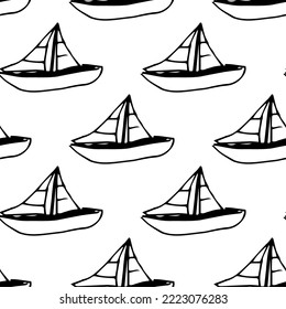 Seamless vector pattern of sailboats on background