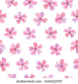 Seamless vector pattern of sakura flowers. Decoration print for wrapping, wallpaper, fabric, textile. Spring background.