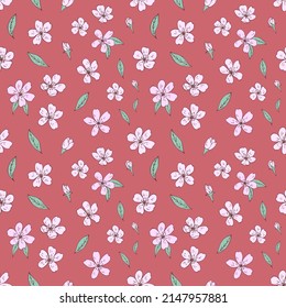 Patrón vectorial sin foco de flores sakura. Impresión decorativa para envolturas, papel pintado, tela, textil. Fondo de primavera.