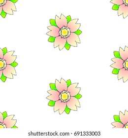 Seamless vector pattern with sakura flowers in tattoo style for wrapping, textile, ceramics