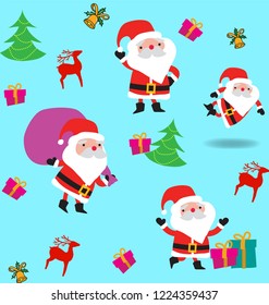 Seamless vector pattern with Santa. Can be used for wallpaper, pattern fills, web page background, surface textures, gifts. Creative Hand Drawn textures for winter holidays.