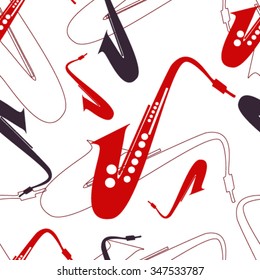 Seamless vector pattern with saxophone