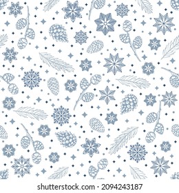 Seamless vector pattern. Scandinavian Christmas illustration.