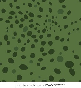 Seamless Vector Pattern of Scattered Dots in different shapes and sizes in shades of green