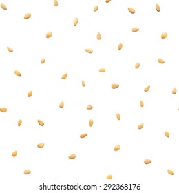 Seamless Vector Pattern of Scattered Sesame Seeds on White Background