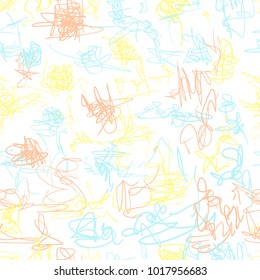 Seamless vector pattern. Scrapbooking, background, wrapping paper. Chaotic scribbles. Kids drawn