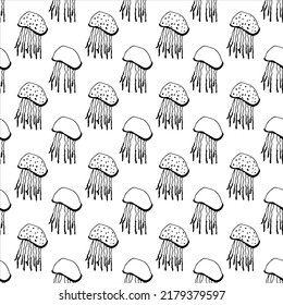 Seamless vector pattern of a sea jellyfish.