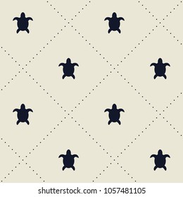 Seamless vector pattern sea life motif with marine turtles