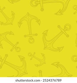 Seamless vector pattern with sea marine anchors. Simple doodle style. Grid	