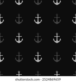 Seamless vector pattern with sea marine anchors. Simple doodle style. Grid	
