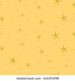 Seamless vector pattern of sea stars. Yellow stars on a sand background