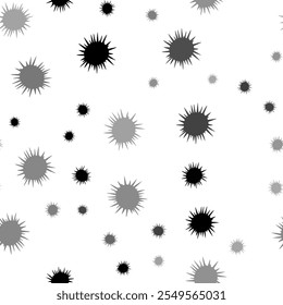 Seamless vector pattern with sea urchin symbols, creating a creative monochrome background with rotated elements. Vector illustration on white background