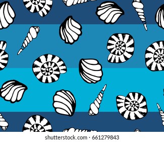 seamless vector pattern with seashells.